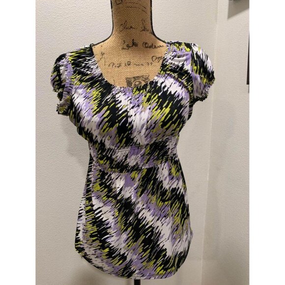 🌸3/$15🌸Worthington Small Stretch Multi-Colored Pattern Blouse - Picture 3 of 4